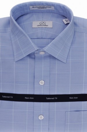 Cooper & Stewart Blue Check with Windowpane Tailored Fit Shirt #10-2770-12