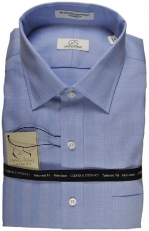 Cooper & Stewart Blue Pattern Tailored Fit Dress Shirt #101570-12