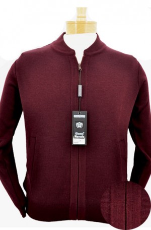 Gianni Marcelo Burgundy Full Zip Tailored Fit Cardigan Sweater #108-BURG