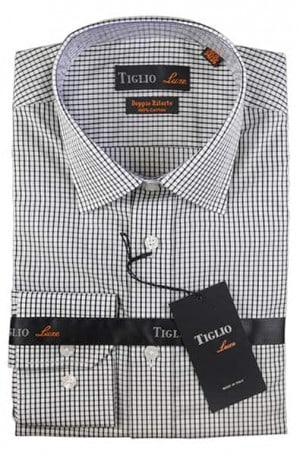 Tiglio Black & White Check Tailored Fit Shirt #13-25799