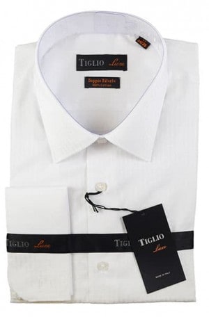 Tiglio White Tone-on-Tone French Cuff Tailored Fit Shirt 13-25827