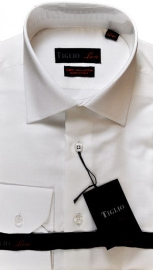 Tiglio White-on-White Tailored Fit Dress Shirt #2670-14180