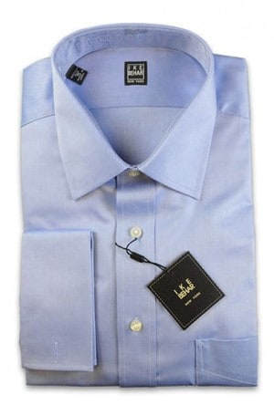 Ike Behar Blue Diagonal Weave French Cuff Shirt #28B0034-435