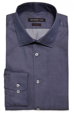 Varvatos Medium Blue Herringbone Slim Fit Dress Shirt #28V0272-479