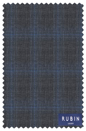 Rubin Charcoal & Blue Pattern Tailored Fit Suit 43479