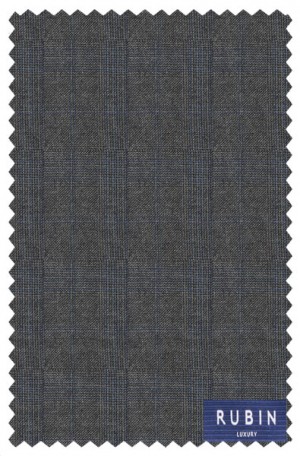 Rubin Charcoal with Blue Pattern Tailored Fit Suit #43519