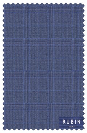 "Stylishly Polished" Blue Plaid Tailored Fit Suit from Rubin #44316