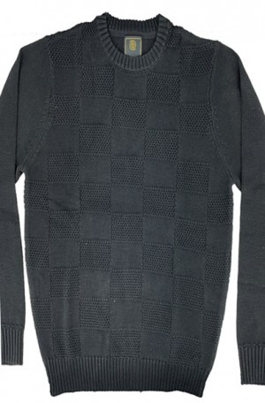 F/X Fusion Black Tonal Pattern Crewneck Sweater #5002-BLK