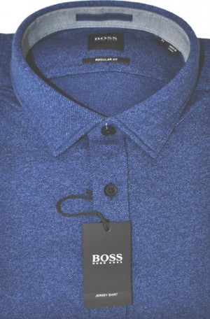 Hugo Boss Blue Stretch Jersey Knit Tailored Fit Sport Shirt #50416835-402