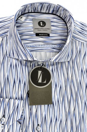 International Laundry White & Blue Slim Fit Long Sleeve Shirt #7307-5