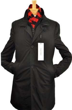 Calvin Klein 'Munson' Black Lightweight Tailored Fit Trenchcoat #7ET0020