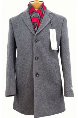 Calvin Klein Gray 3/4-Length Slim Fit Top Coat #7OUX023