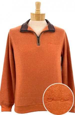 'Ethnic Blue' Heathered Orange Tailored Fit 1/4-Zip #90120A