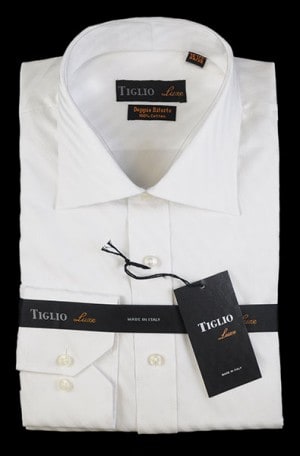 Tiglio White Shadow Stripe Tailored Fit Dress Shirt #A2631-1