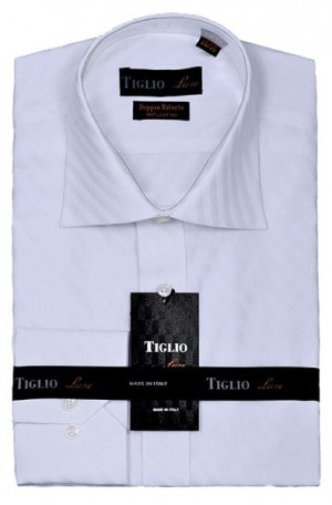 Tiglio White Tone-on-Tone Tailored Fit Shirt #A2653-1