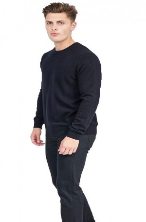 Quinn Black Crew Neck Merino Wool Sweater CM83105-BLK