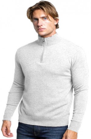 Quinn Cream Color 1/4-Zip Merino Wool Sweater CM83107-CRM