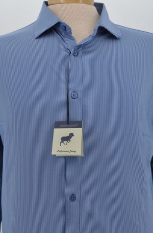 Horn Legend Blue & Navy Tailored Fit Long Sleeve Performance Shirt #HL1029-MOON