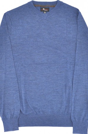 F/X Fusion Blue Lightweight V-Neck Sweater #J921-BLUE