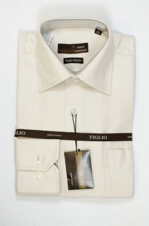 Tiglio Tan Disgonal Twill Tailored Fit Dress Shirt #JIT10517