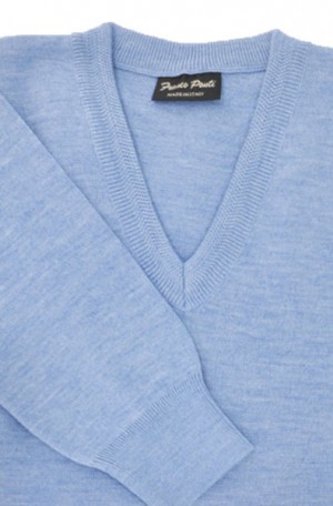 Gionfriddo - Franco Ponti Soft Blue Color V-Neck Sweater #K01-AZURE