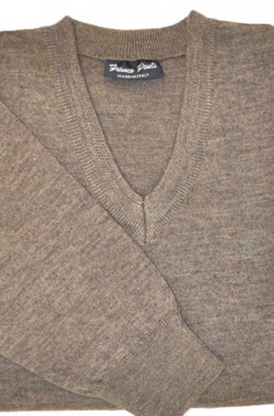 Gionfriddo - Franco Ponti Brown Heather V-Neck Sweater #K01-BRN