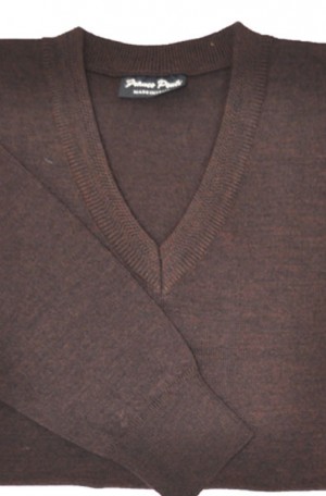 Giofriddo - Franco Ponti Chocolate Brown V-Neck Sweater #K01-CHO