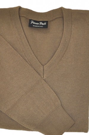 Gionfriddo - Franco Ponti Taupe Color V-Neck Sweater #K01-TAU