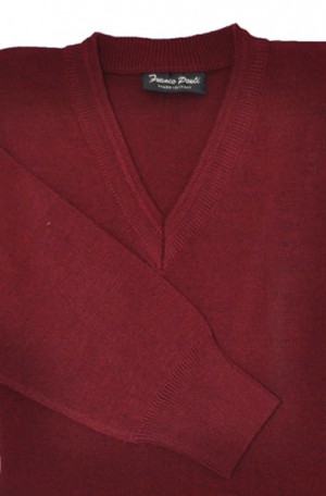 Gionfriddo - Franco Ponti Burgundy V-Neck Sweater #K01-WINE