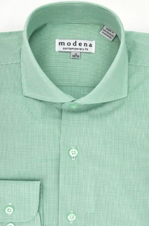 Modena Green Check Slim Fit Shirt #M256RSOR-LIME