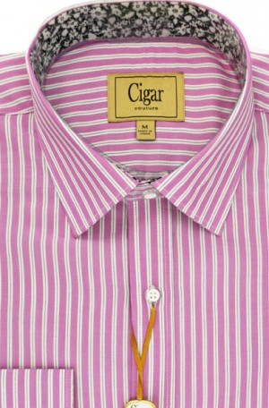 Cigar Bright Purple Stripe Tailored Fit Shirt M9305-FUSHIA