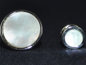 Silver & Mother of Pearl Cuff Link & Stud Set #MOP-S