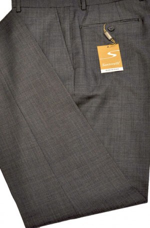 Santorelli Gray Micro-Check Slim Fit Dress Slacks #OPT-149-1
