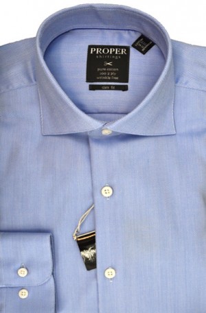 Proper Blue Herringbone Slim Fit Shirt #P509FFRX-BLUE