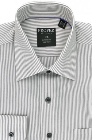 Proper Silver Gray Stripe Tailored Fit Shirt #P820DDOR-SLVR