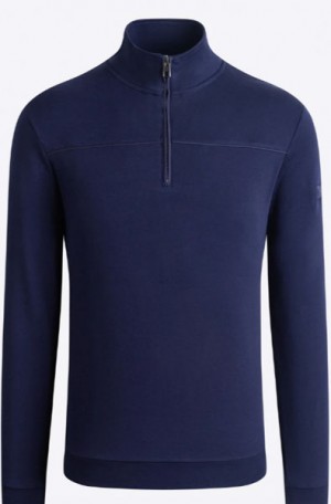 Bugatchi Navy Smooth Weave 1/4-Zip #PF2405F75-NVY