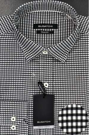Bugatchi Black & White Check 'Shaped Fit' Shirt #PS7502L22S