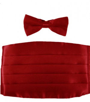 Red Satin Silk Cummerbund and Bow Tie Set #RED-CMMRBND