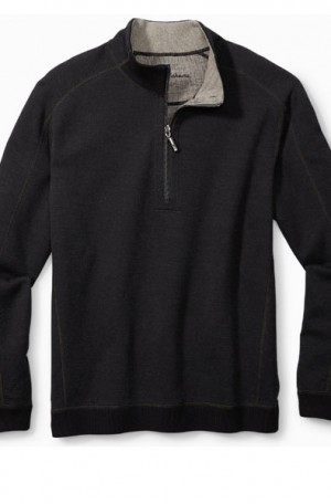 Tommy Bahama Black to Tan Flipsider 1/4-Zip Reversible Pullover #T223179-1119