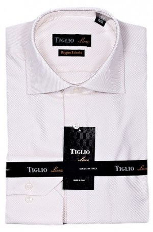 Tiglio Tan Diagonal Twill Tailored Fit Dress Shirt #TIG2002