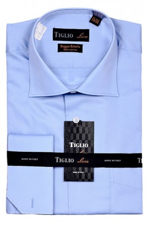 Tiglio Blue French Cuff Tailored Fit Dress Shirt #TIG2014