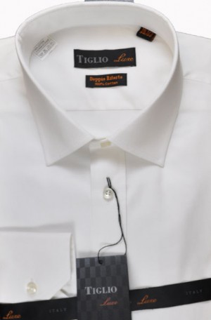 Tiglio White Mini-Dot Tailored Fit Dress Shirt #TIG2038