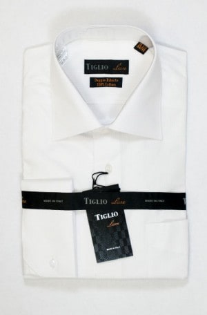 Tiglio White Tonal Stripe French Cuff Tailored Fit Shirt #TVT2440