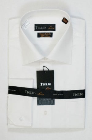 Tiglio White Tone-on-Tone French Cuff Tailored Fit Shirt #TVT2494