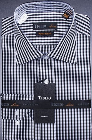 Tiglio Black Check Shirt #VT13642