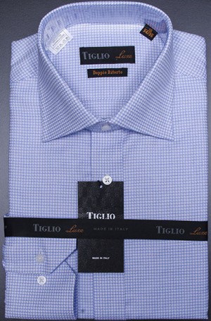 Tiglio Blue Check Tailored Fit Shirt #VT3253