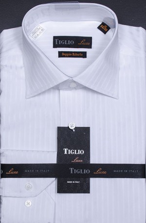 Tiglio White Tone-on-Tone Tailored Fit Dress Shirt #VT3385