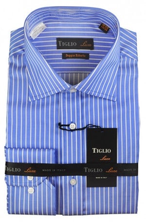 Tiglio Blue Stripe Tailored Fit Shirt #VT3601