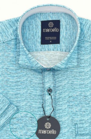 Marcello Washed Teal "Linen Look" Sport Shirt #W518S