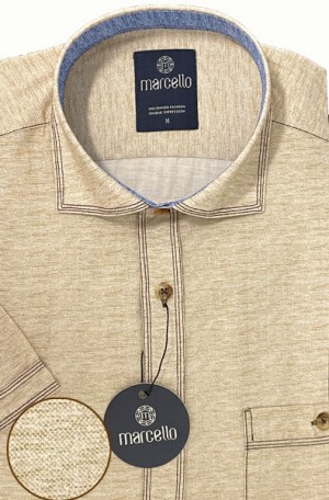 Marcello Washed Tan "Linen Look" Sport Shirt #W519S